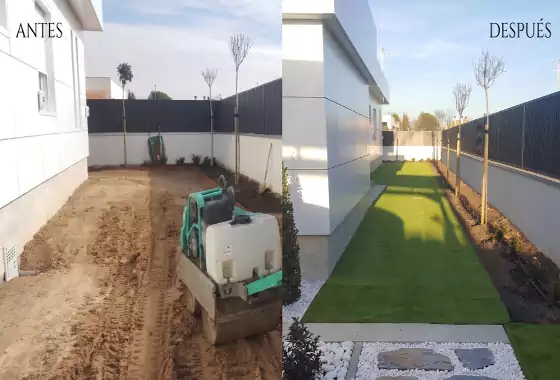 Instalación residencial de césped artificial en Alcobendas